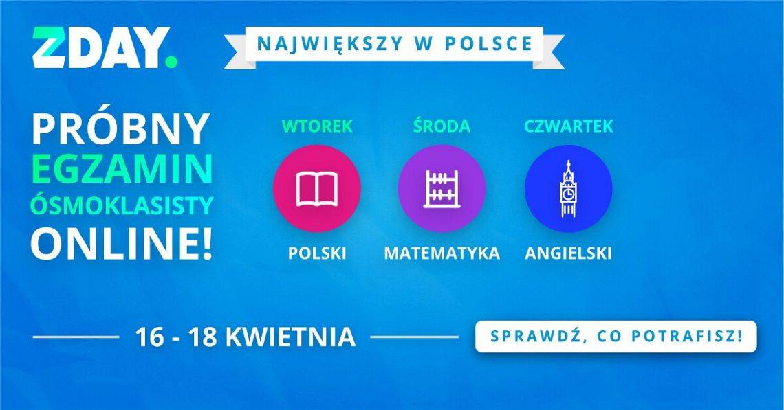 Póbny egzamin ósmoklasisty - online od 16 kwietnia