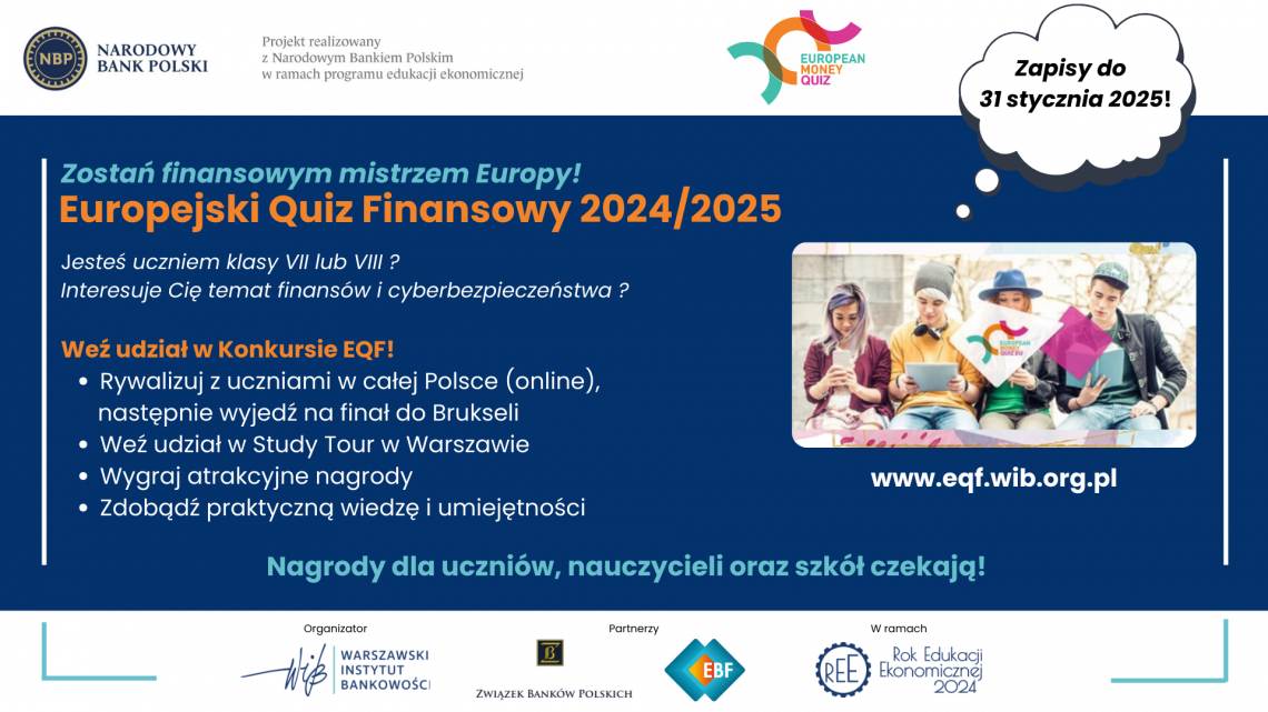 Konkurs Europejski Quiz Finansowy 2024/2025 z atrakcyjnymi nagrodami