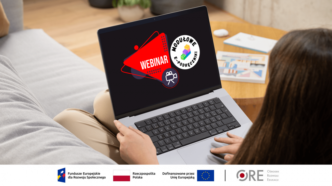 Grafika promująca webinary Modułowe e-podręczniki