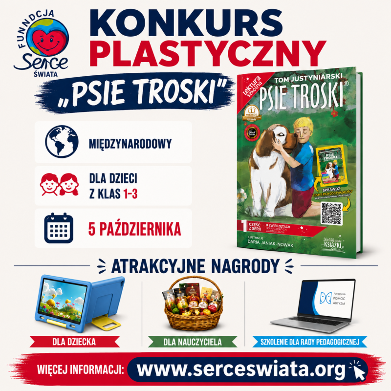 Grafika promująca konkurs plastyczny „Psie troski”