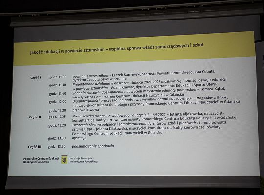 Seminarium „Jakość edukacji <br>w powiecie – wspólna sprawa władz samorządowych i szkół” – 8 grudnia br. Sztum