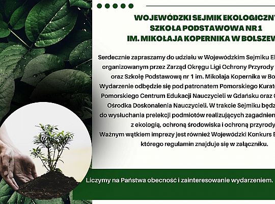 Konkurs wiedzy ekologicznej w ramach Wojewódzkiego Sejmiku Ekologicznego
